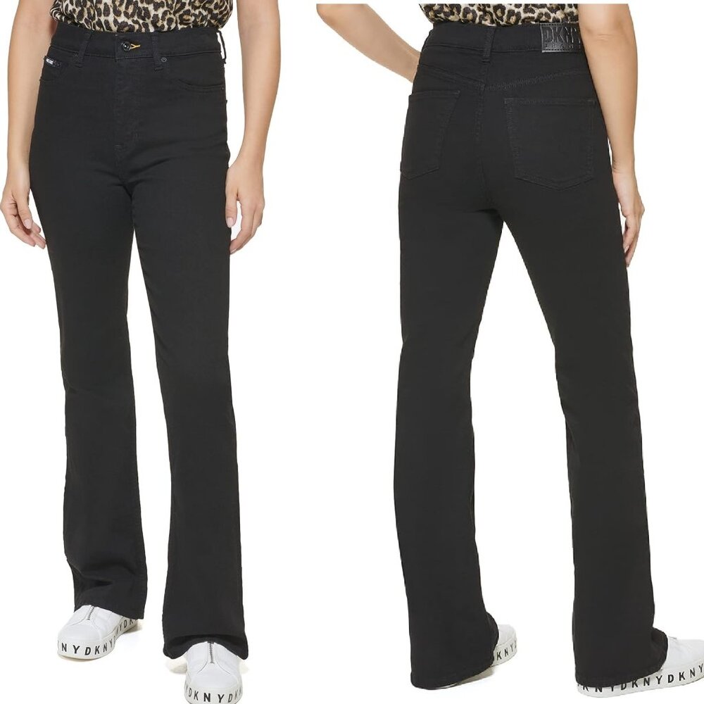 Womens DKNY Jeans BOERUM High Rise Flare Jeans Plus Size 22W Black NWT